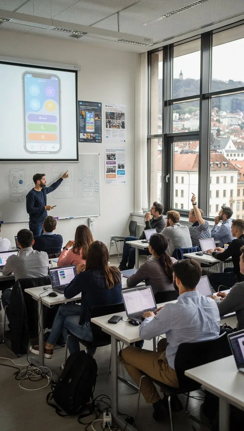 Ein Bildschirm zeigt eine Benutzeroberfläche einer Anwendung, die mit React Native erstellt wurde.