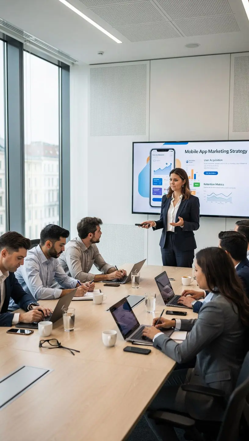 Eine Gruppe von Teilnehmern in einem Seminarraum lernt die Grundlagen von Kotlin für Android-Entwicklung.