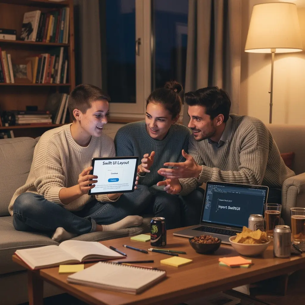 Eine Gruppe von Teilnehmern in einem Seminarraum lernt die Grundlagen von Kotlin für Android-Entwicklung.