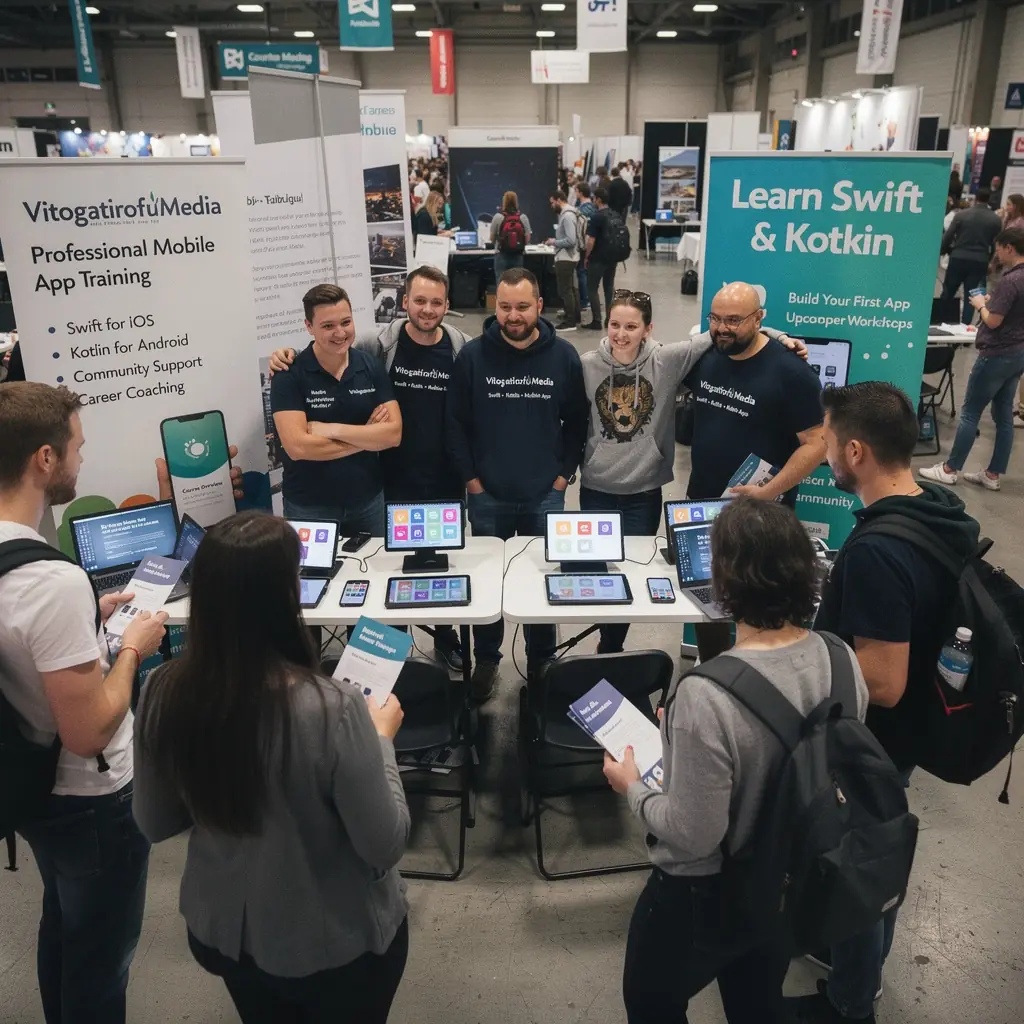 Ein Entwickler arbeitet an einem Laptop und programmiert eine mobile App mit Swift.